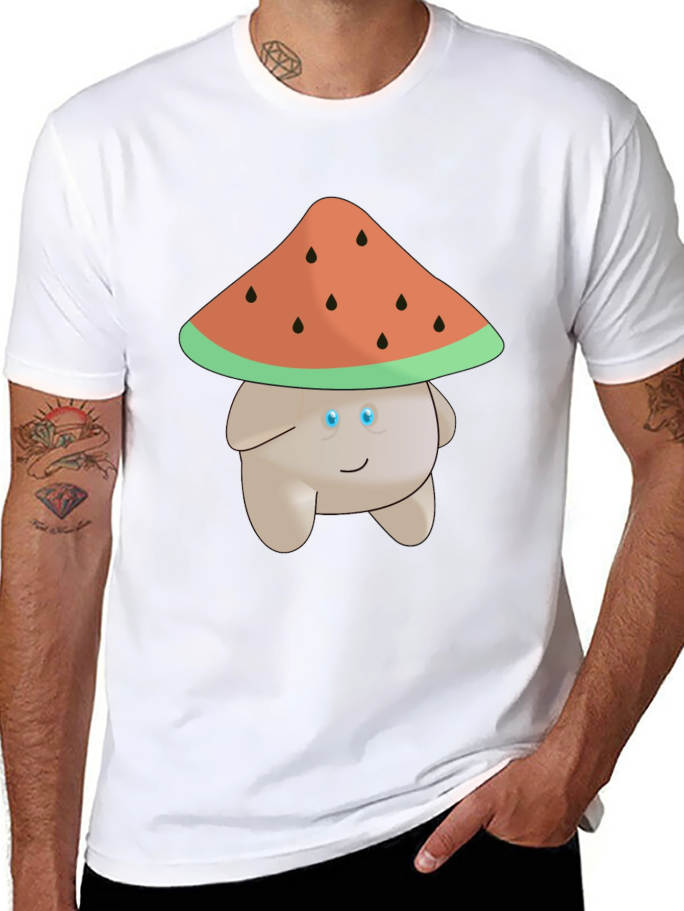 Whimsical Watermelon Mushroom Graphic Tee