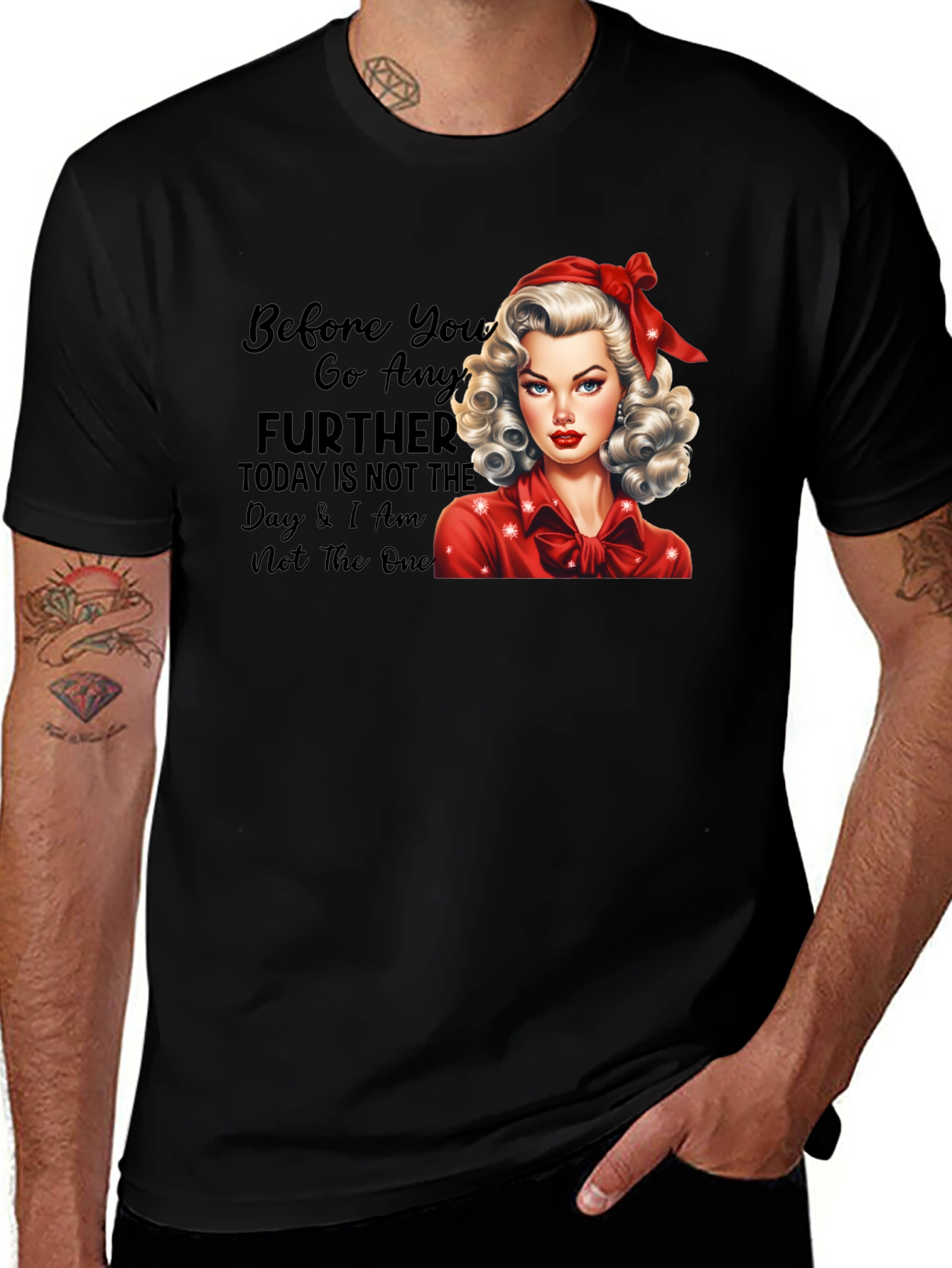 Retro Style Graphic Tee - Sassy Pin-Up Girl
