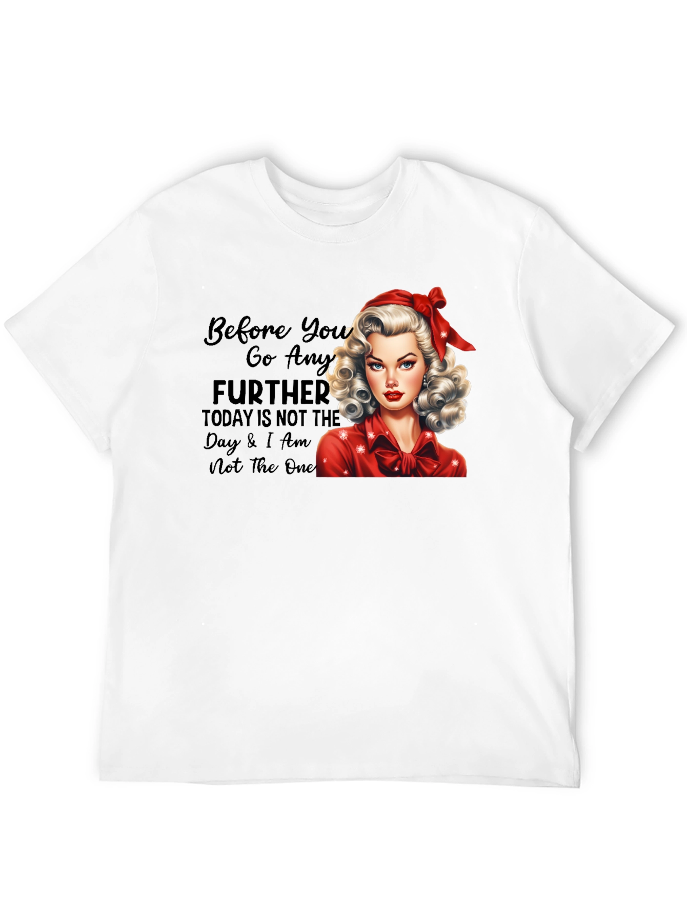 Retro Style Graphic Tee - Sassy Pin-Up Girl
