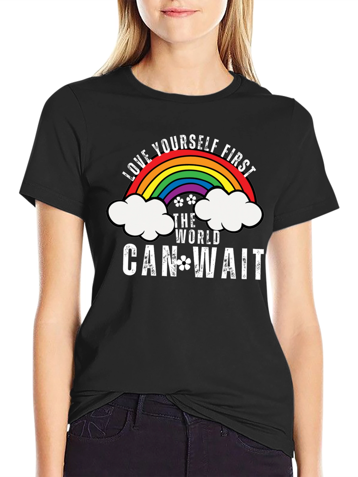 Love Yourself First Graphic Tee - Rainbow Design