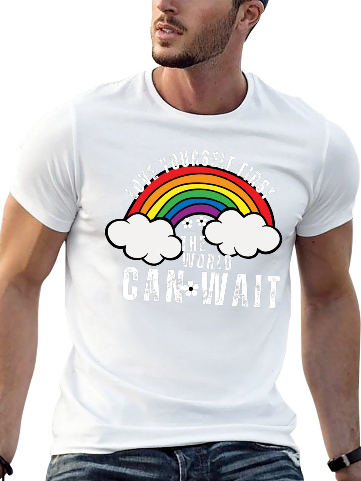 Love Yourself First Graphic Tee - Rainbow Design