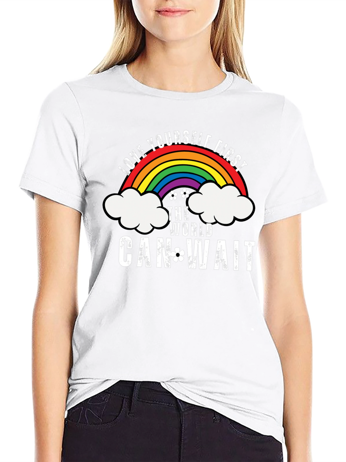 Love Yourself First Graphic Tee - Rainbow Design