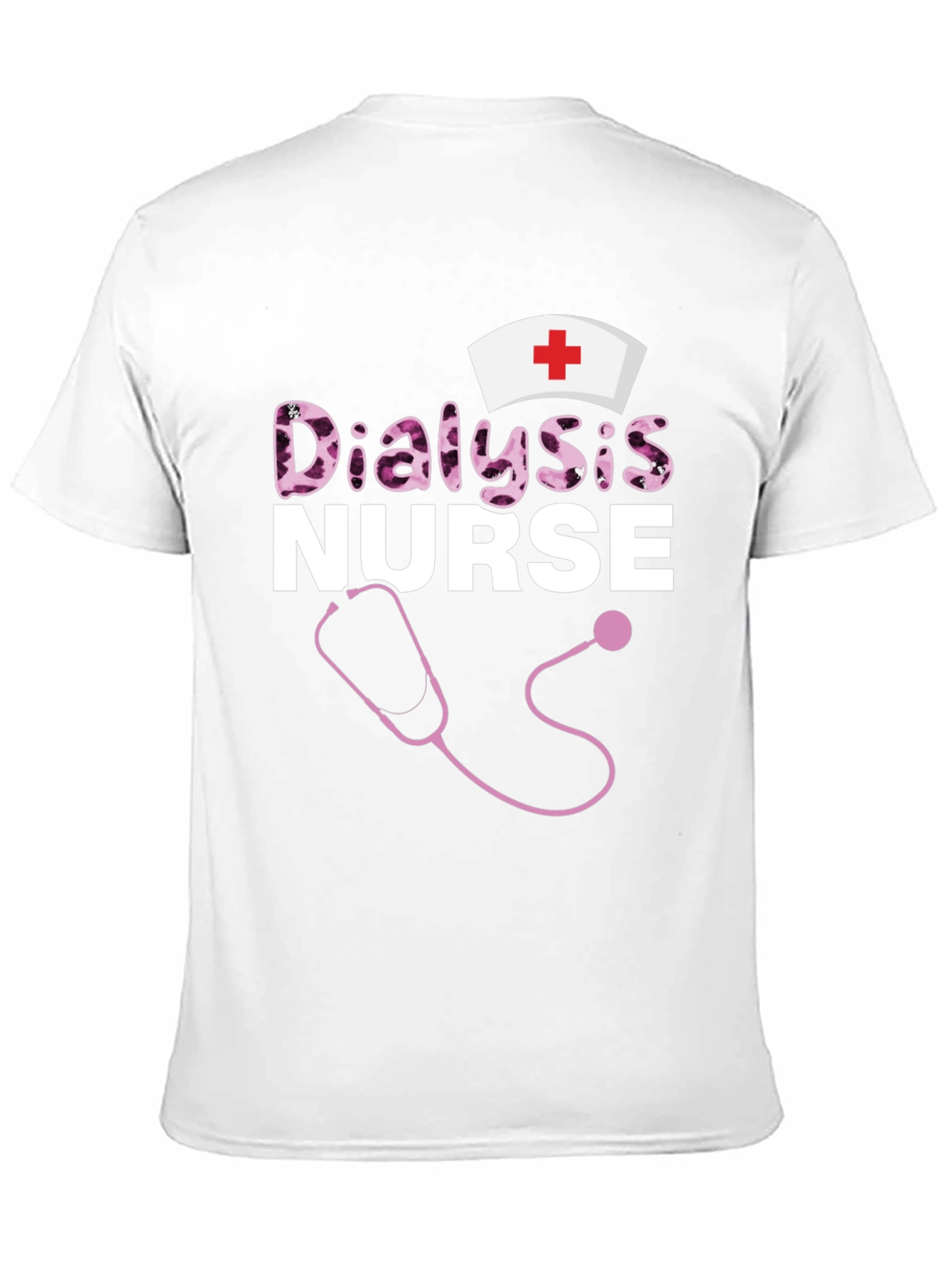 Dialysis Nurse T-Shirt - Stethoscope and Nurse Cap Design