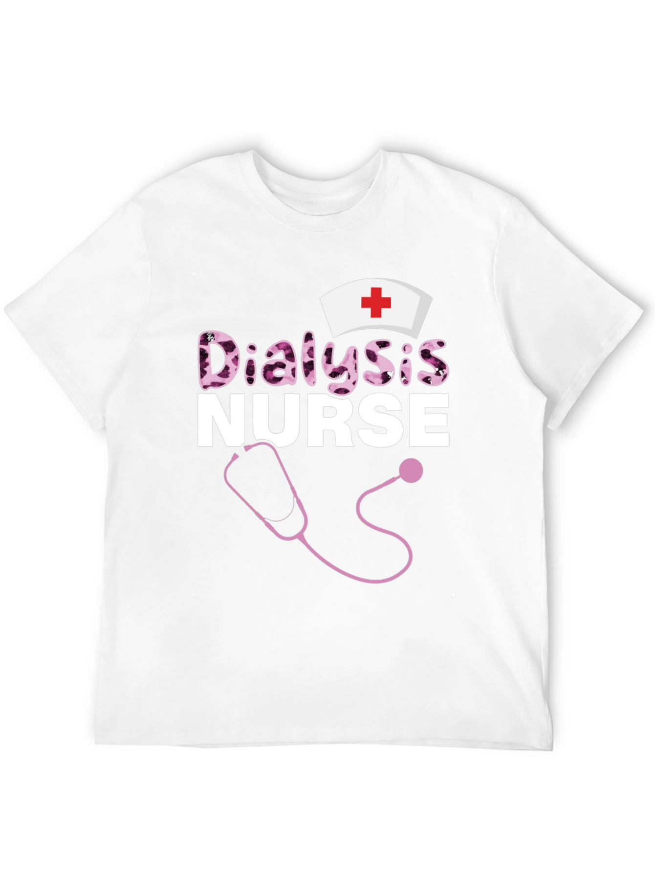 Dialysis Nurse T-Shirt - Stethoscope and Nurse Cap Design