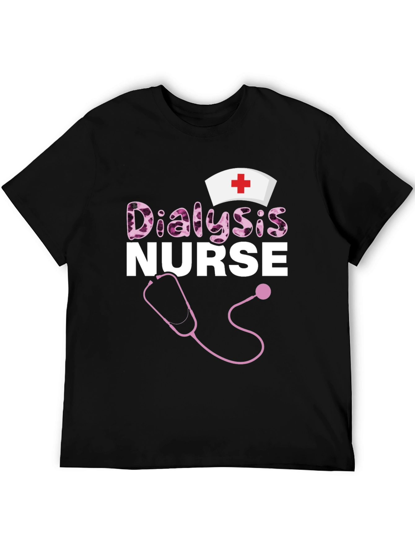Dialysis Nurse T-Shirt - Stethoscope and Nurse Cap Design