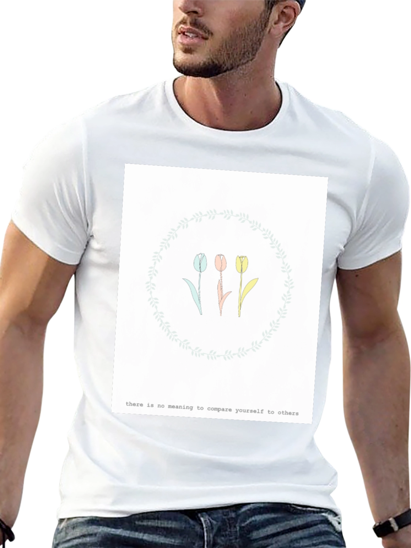 Tulip Wreath Graphic Tee - Motivational Slogan