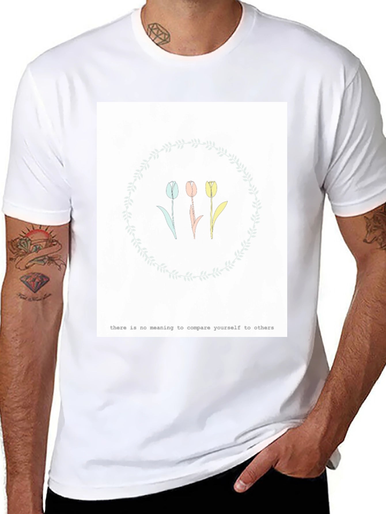Tulip Wreath Graphic Tee - Motivational Slogan