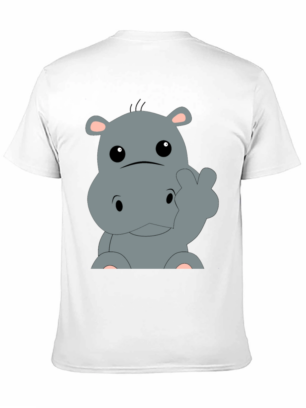 Cute Hippo Cartoon Graphic Tee - Black