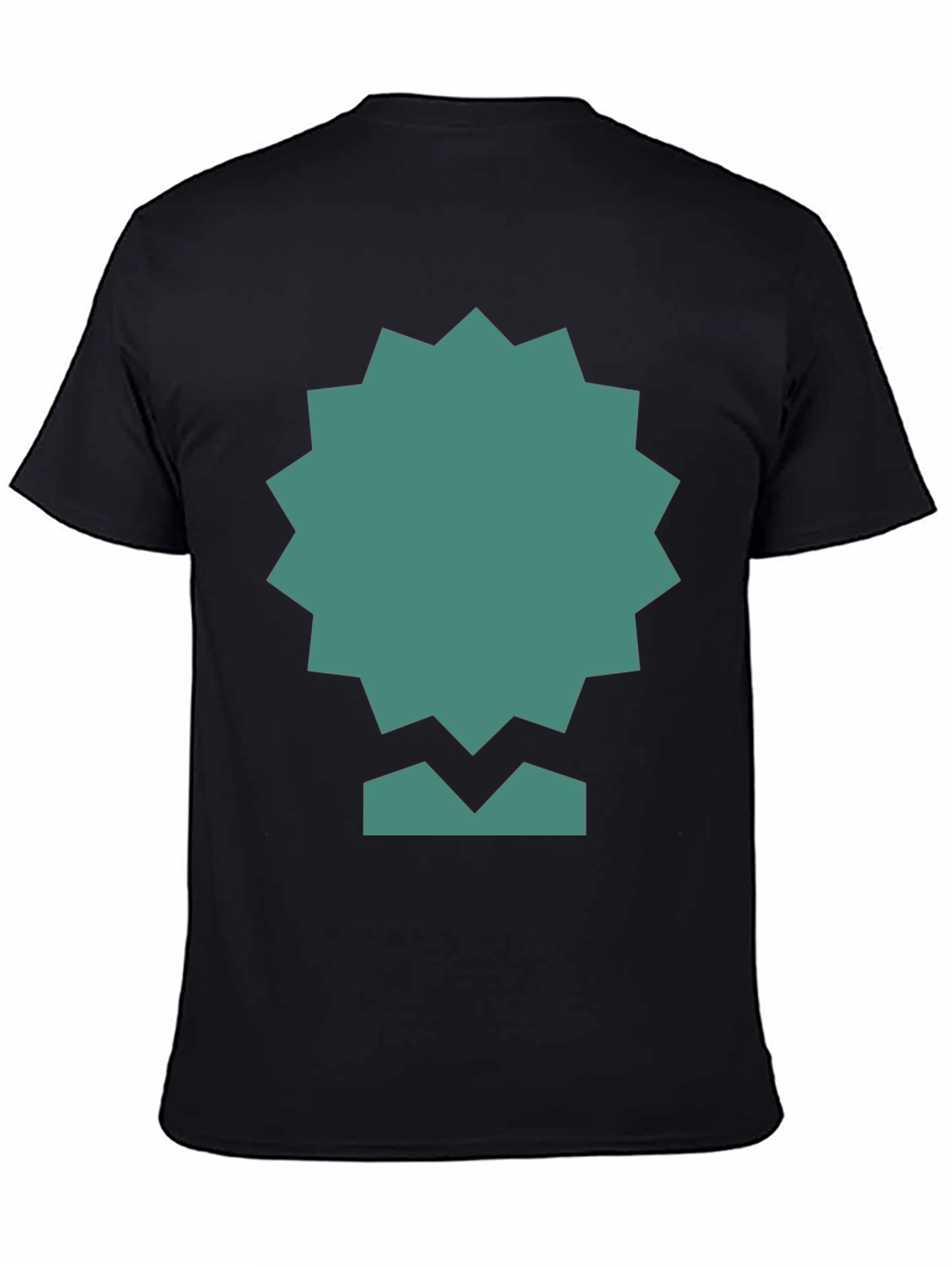 Geometric Teal Graphic Print Black Tee