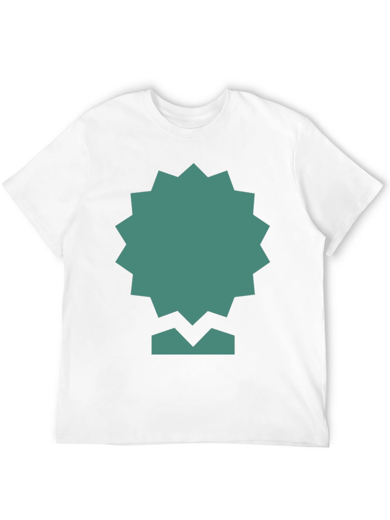 Geometric Teal Graphic Print Black Tee
