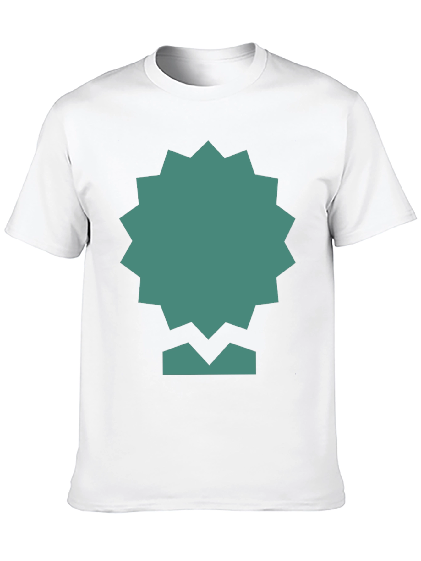 Geometric Teal Graphic Print Black Tee