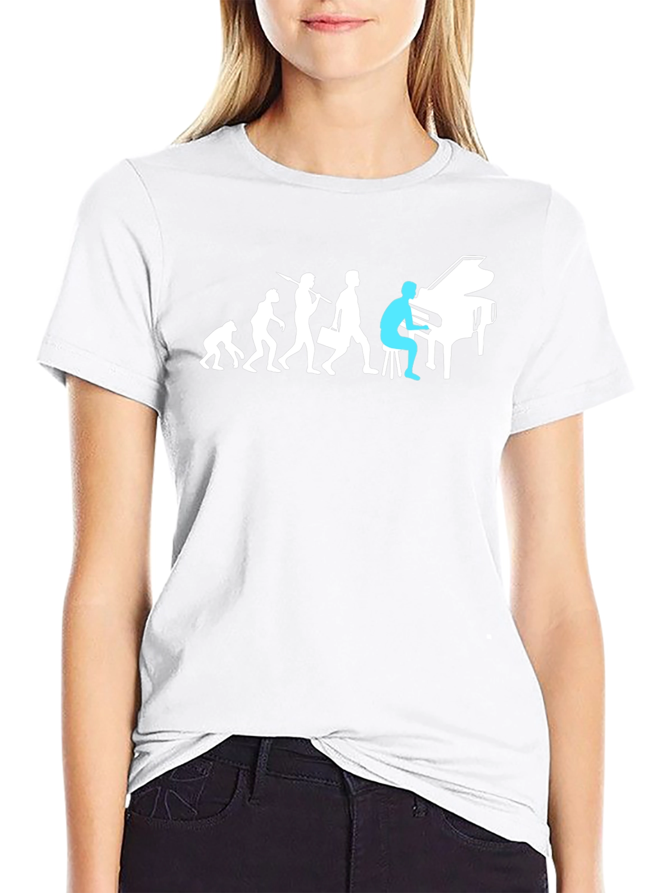 Evolution of Man Piano Player Graphic Tee
