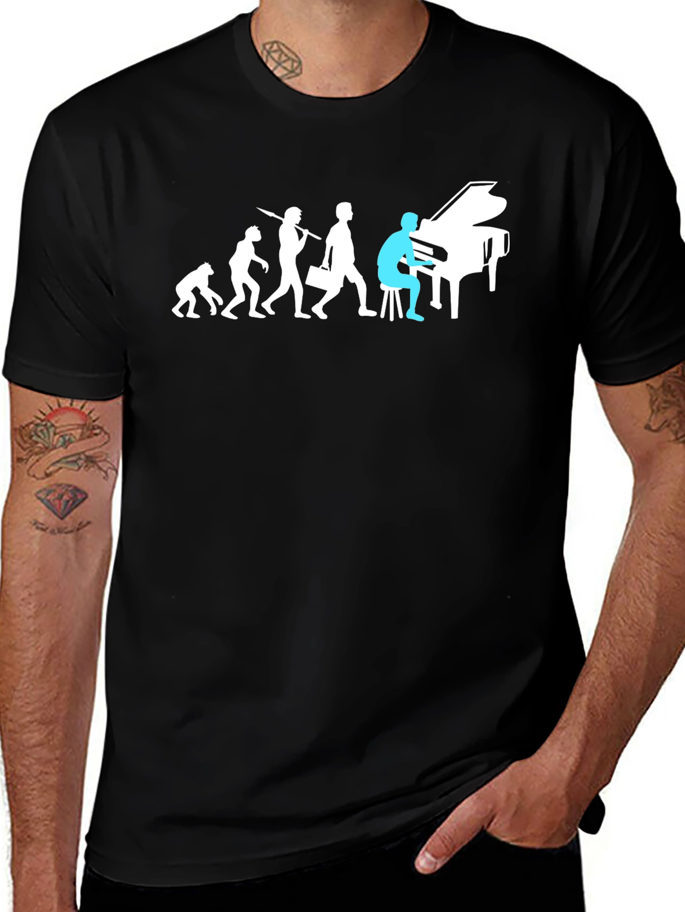 Evolution of Man Piano Player Graphic Tee