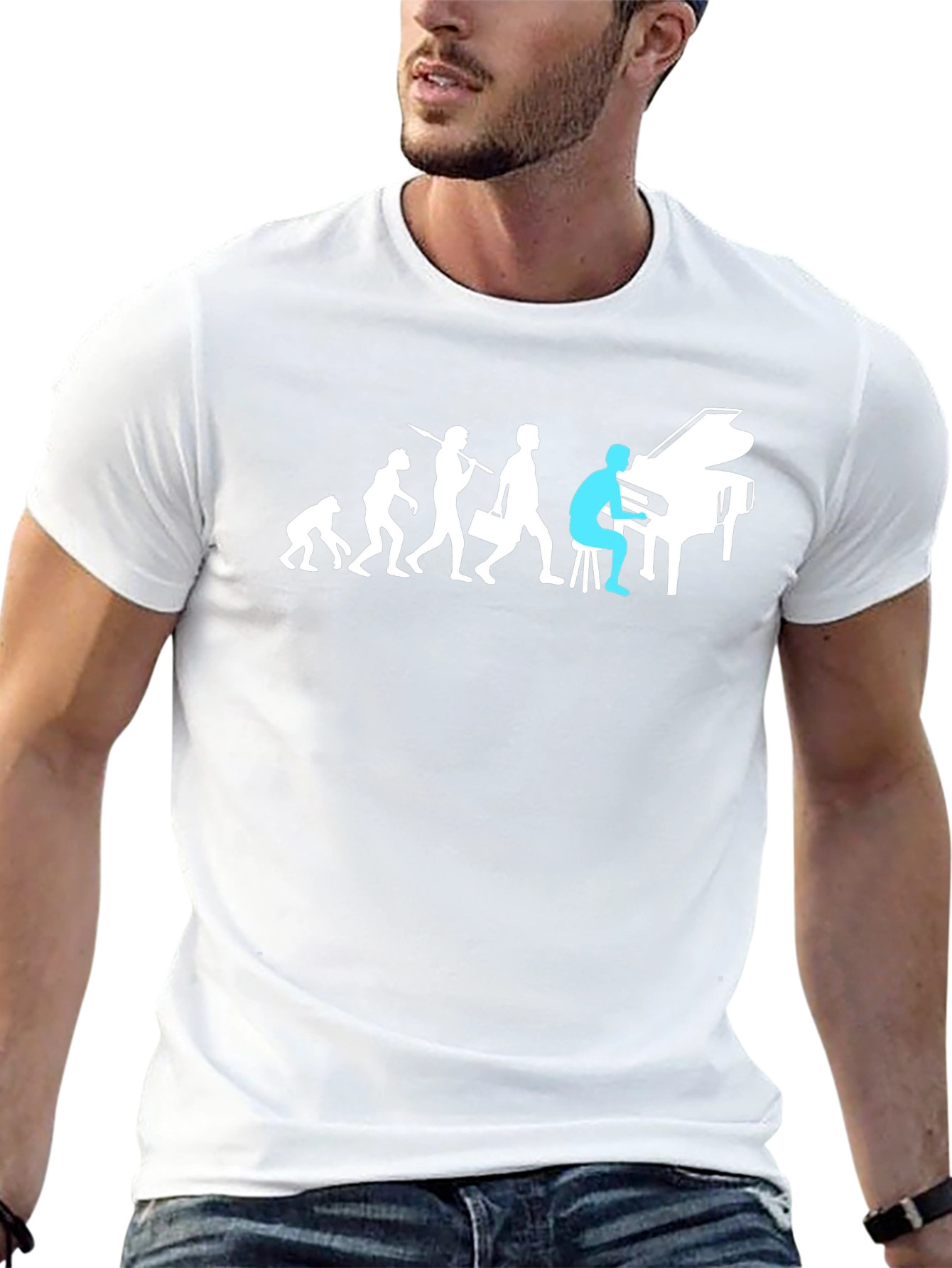 Evolution of Man Piano Player Graphic Tee