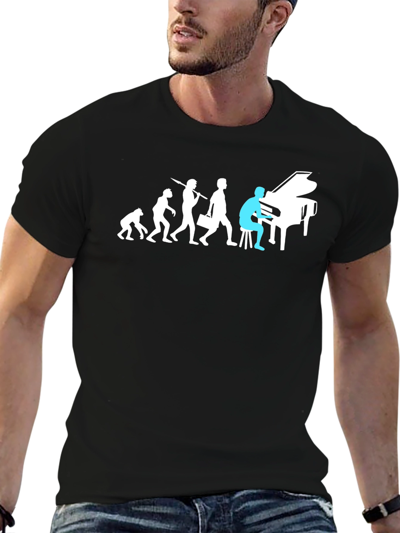Evolution of Man Piano Player Graphic Tee