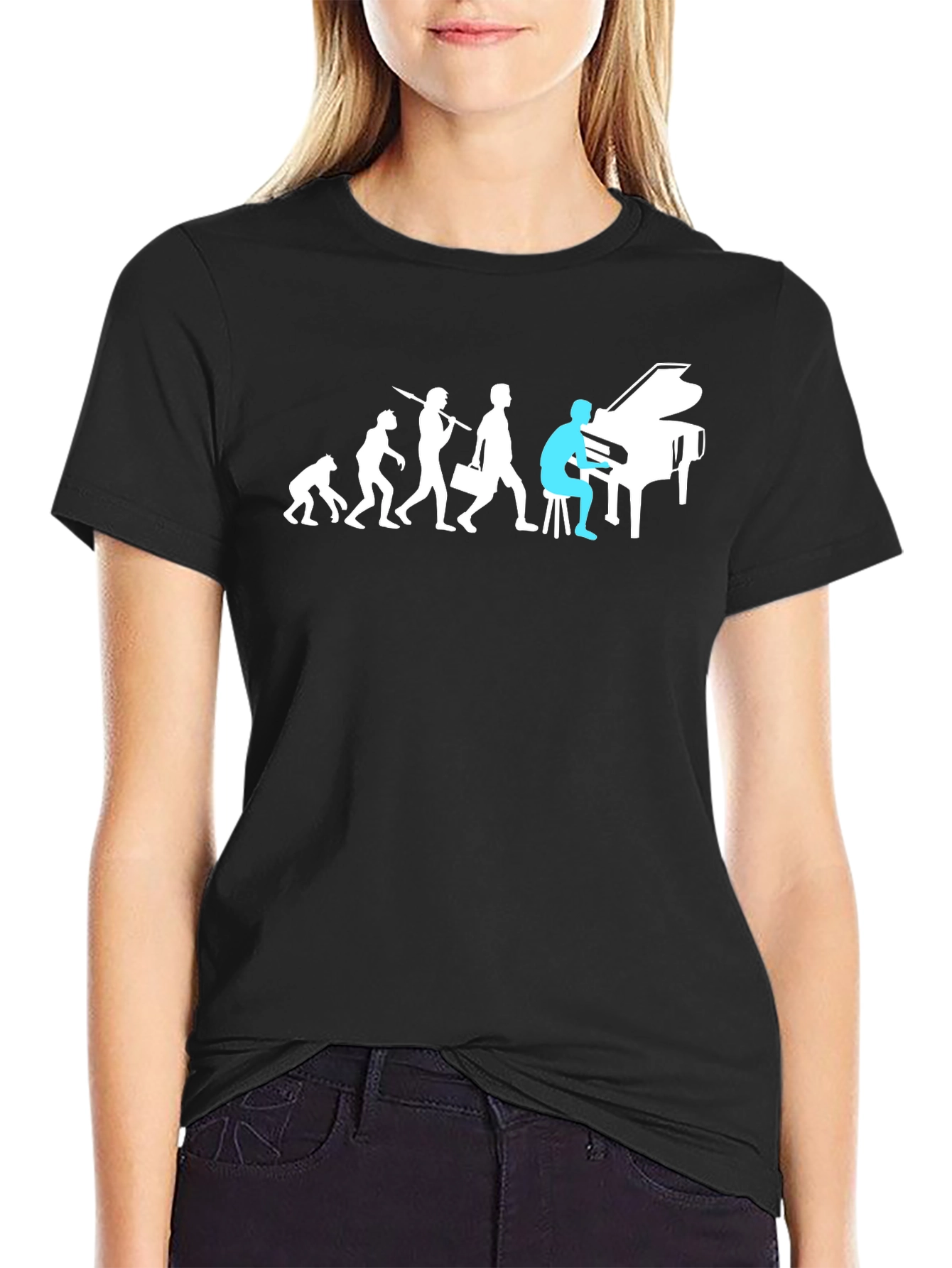 Evolution of Man Piano Player Graphic Tee