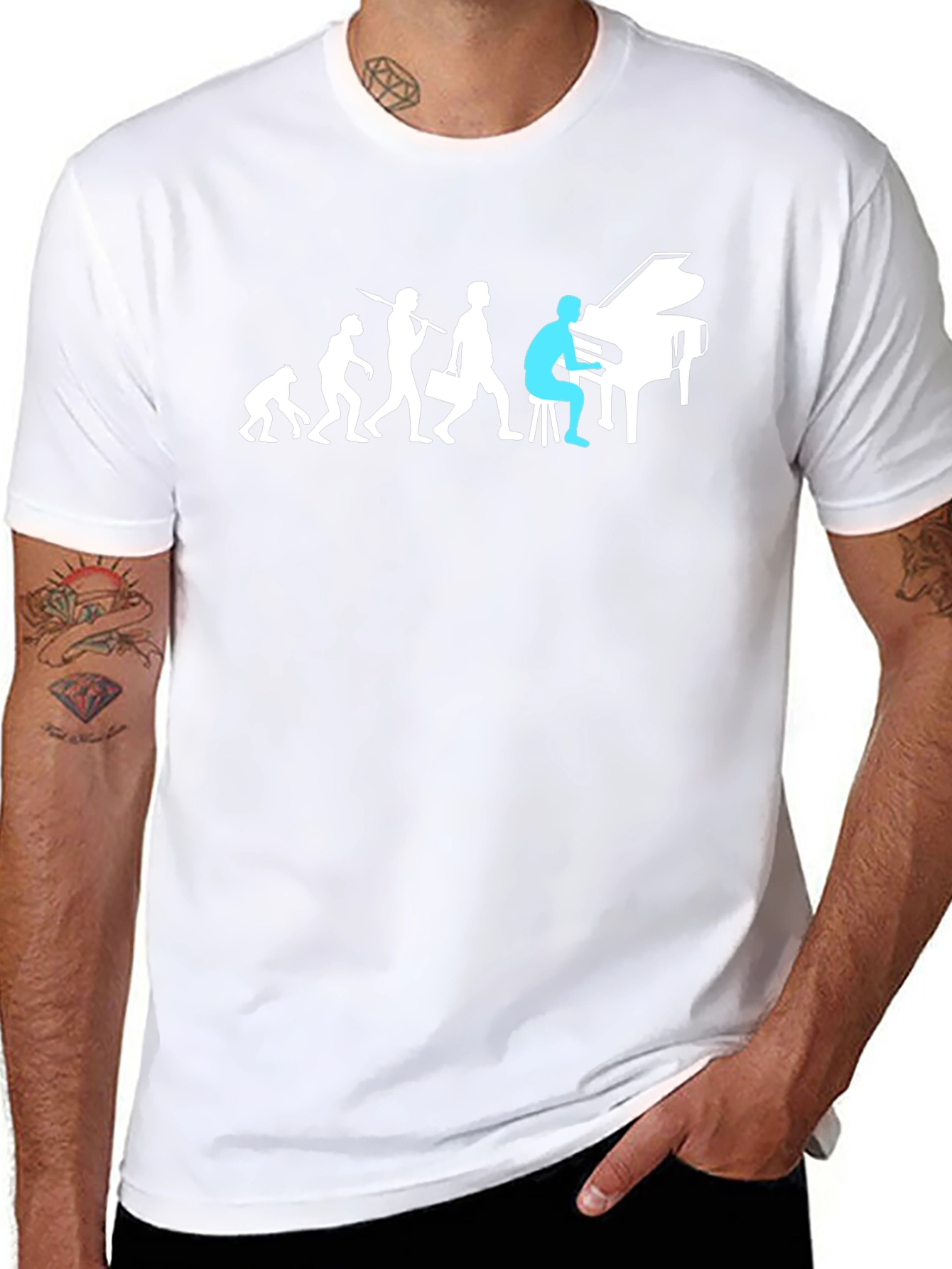 Evolution of Man Piano Player Graphic Tee
