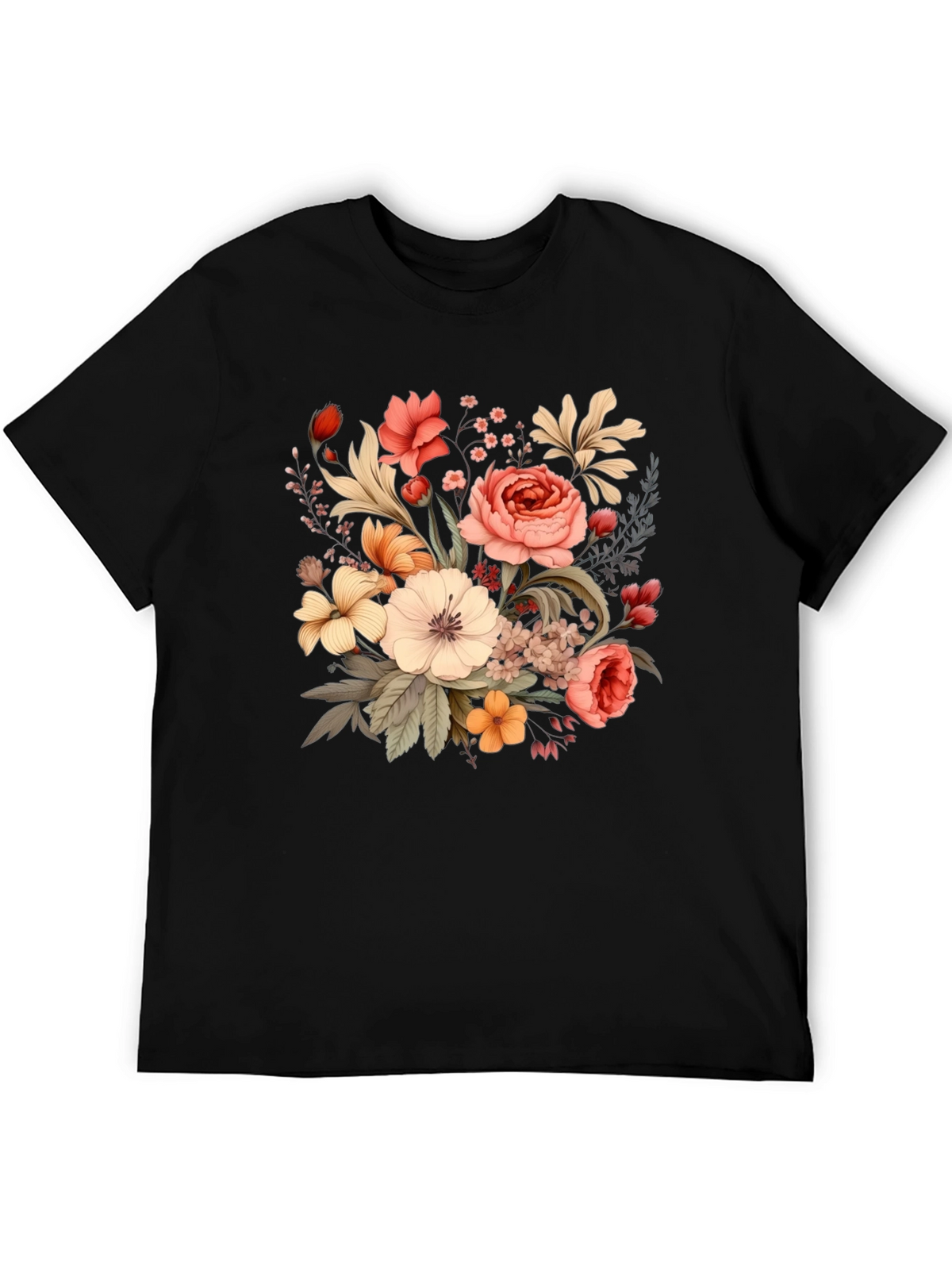 Floral T-Shirt - Black Graphic Tee