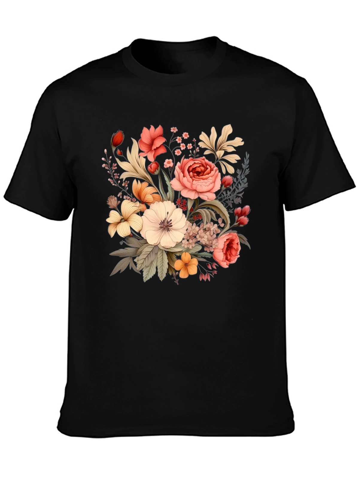 Floral T-Shirt - Black Graphic Tee