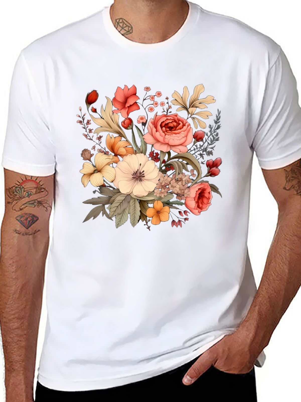 Floral T-Shirt - Black Graphic Tee