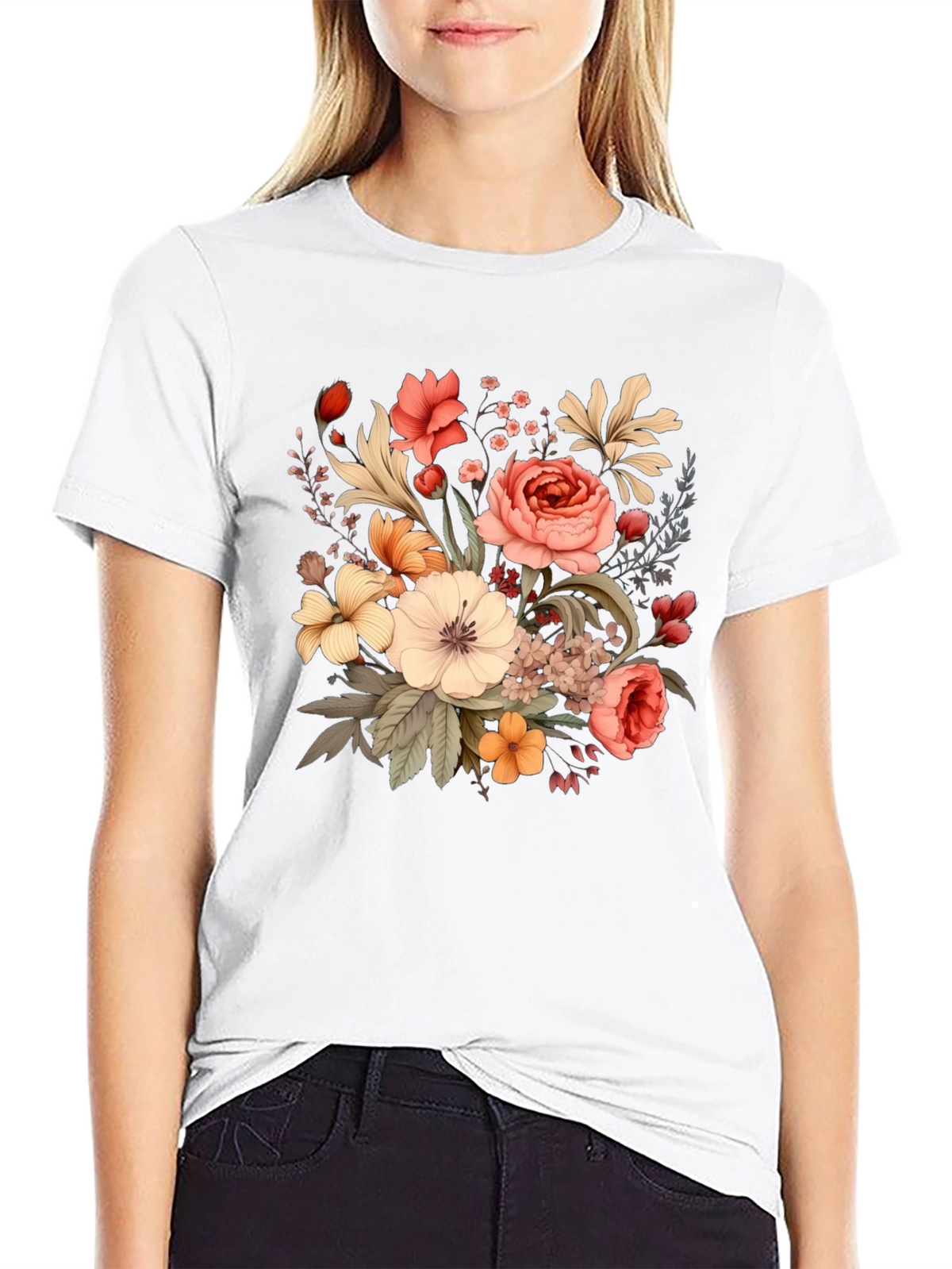 Floral T-Shirt - Black Graphic Tee