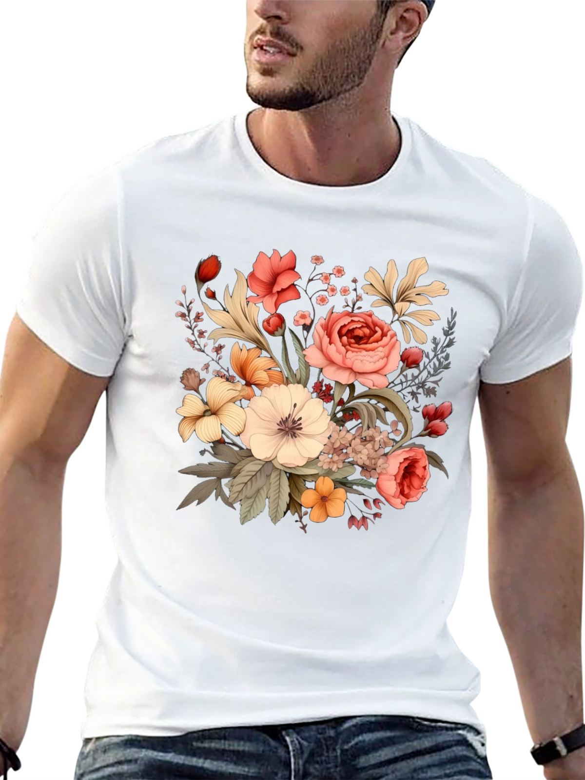 Floral T-Shirt - Black Graphic Tee