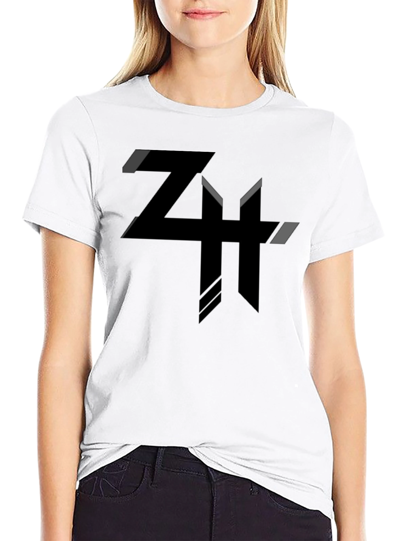 Modern Geometric Graphic Tee - Black