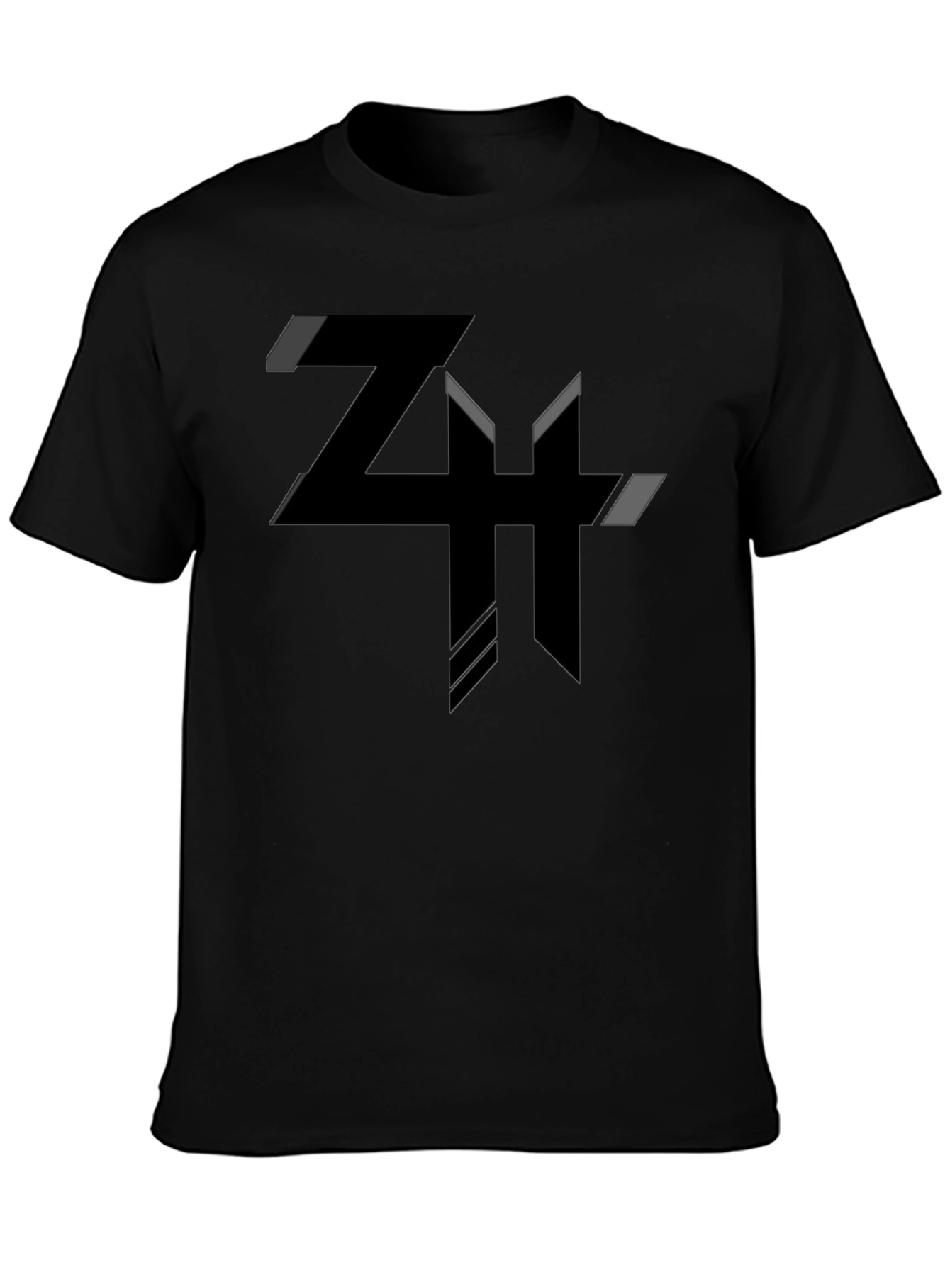 Modern Geometric Graphic Tee - Black