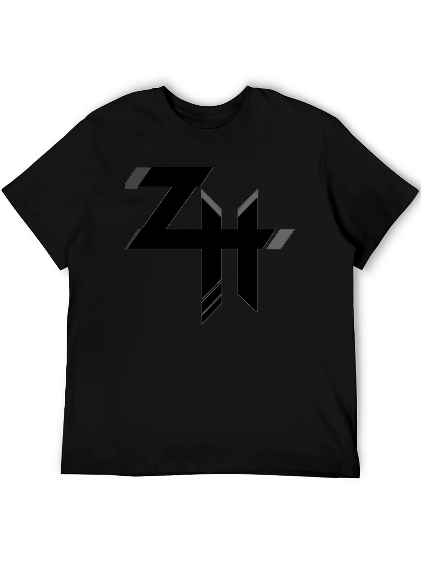 Modern Geometric Graphic Tee - Black