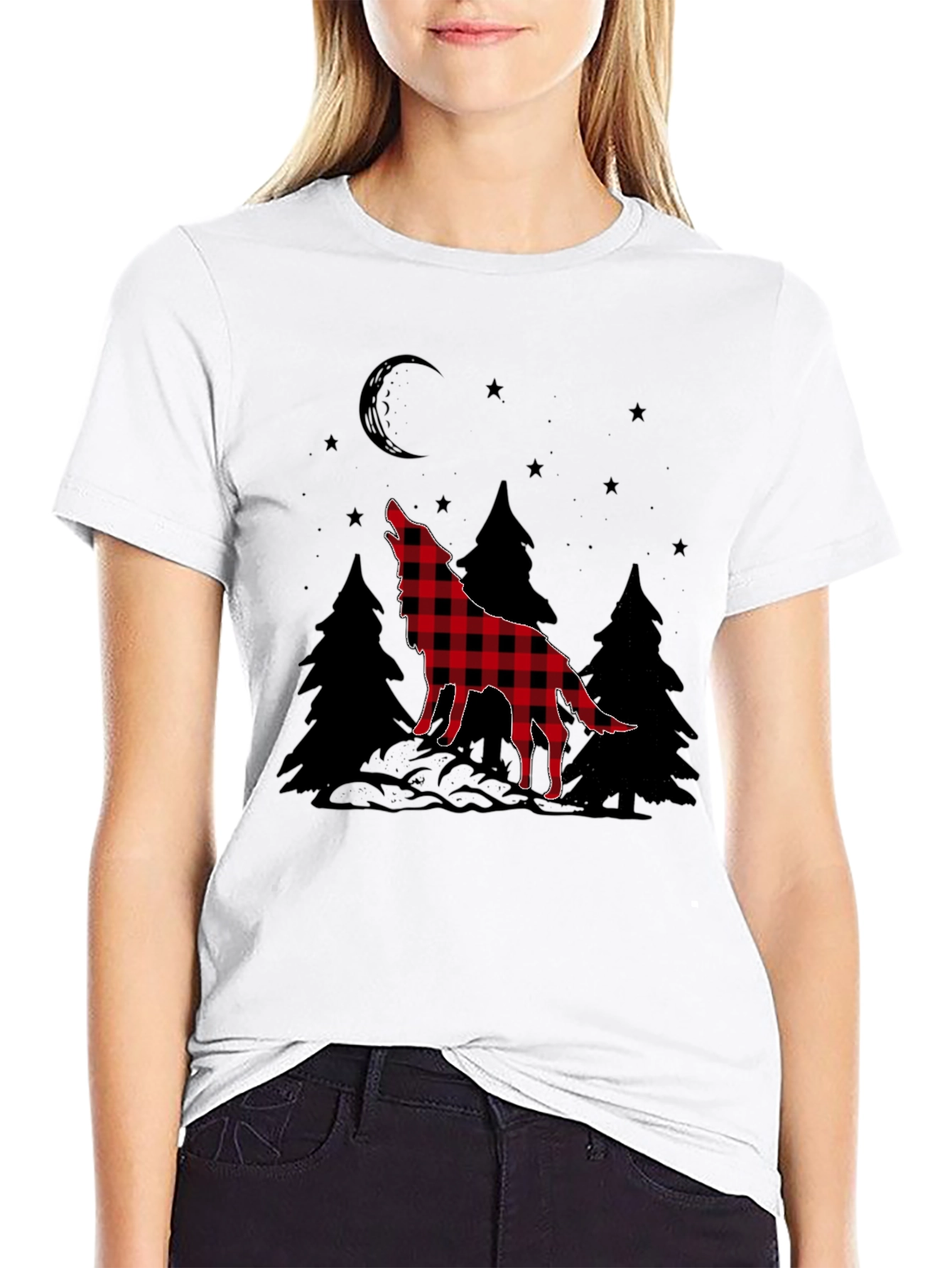 Buffalo Plaid Wolf Graphic Tee