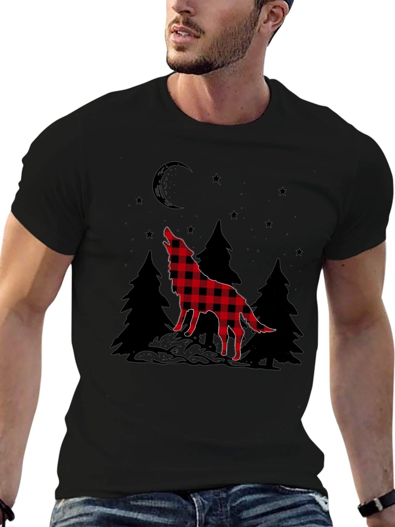 Buffalo Plaid Wolf Graphic Tee