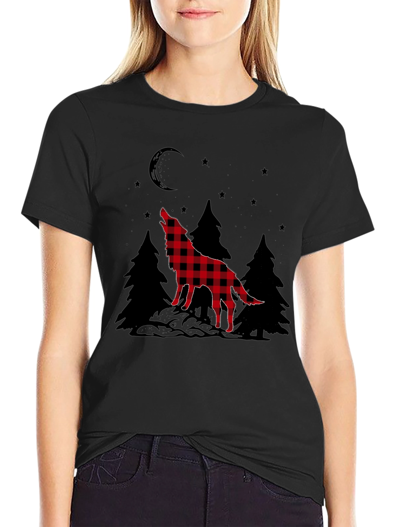 Buffalo Plaid Wolf Graphic Tee