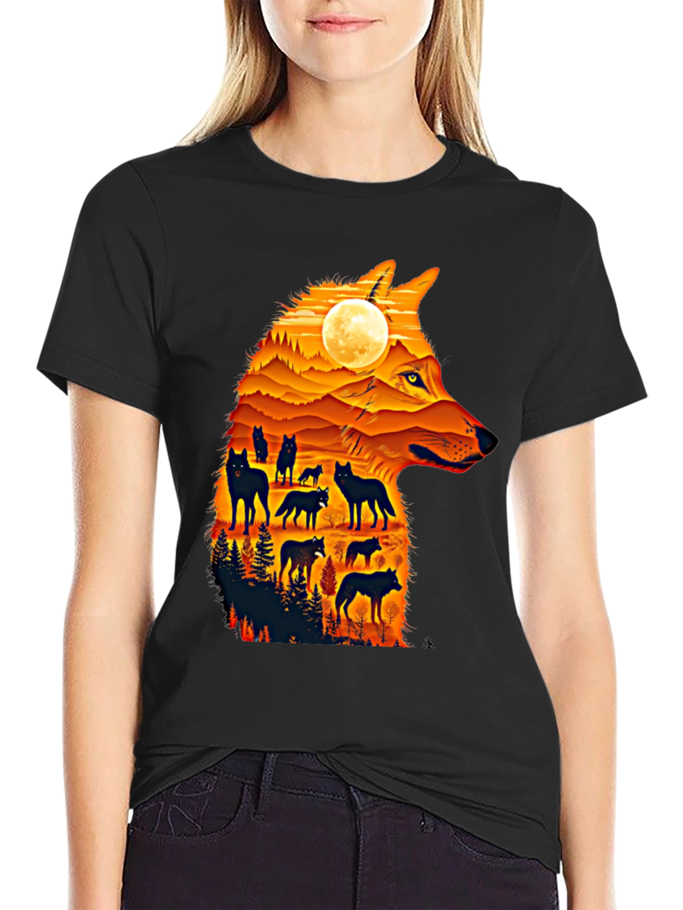 Wolf Pack Silhouette Graphic Tee - Nature Inspired Style