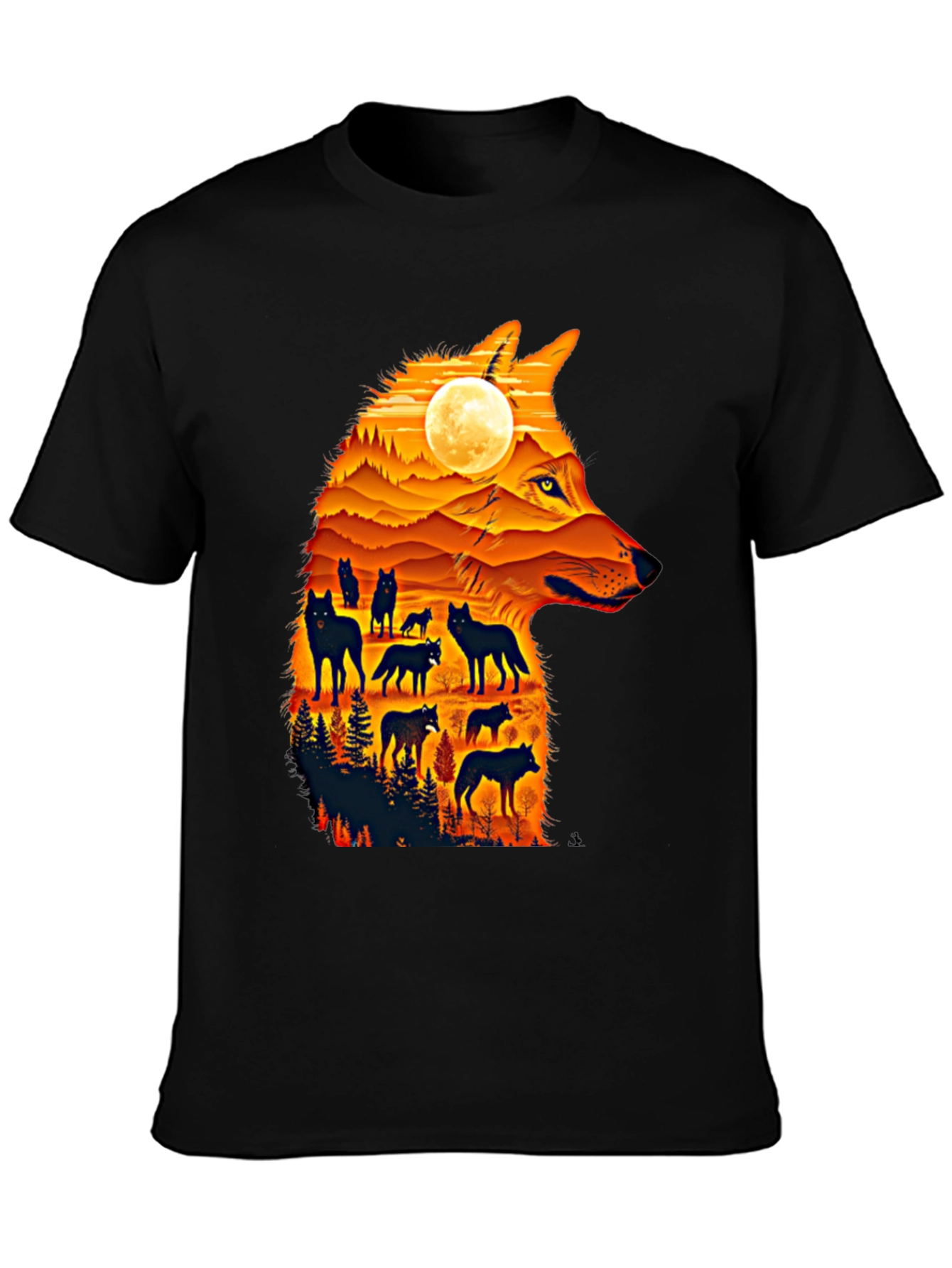 Wolf Pack Silhouette Graphic Tee - Nature Inspired Style
