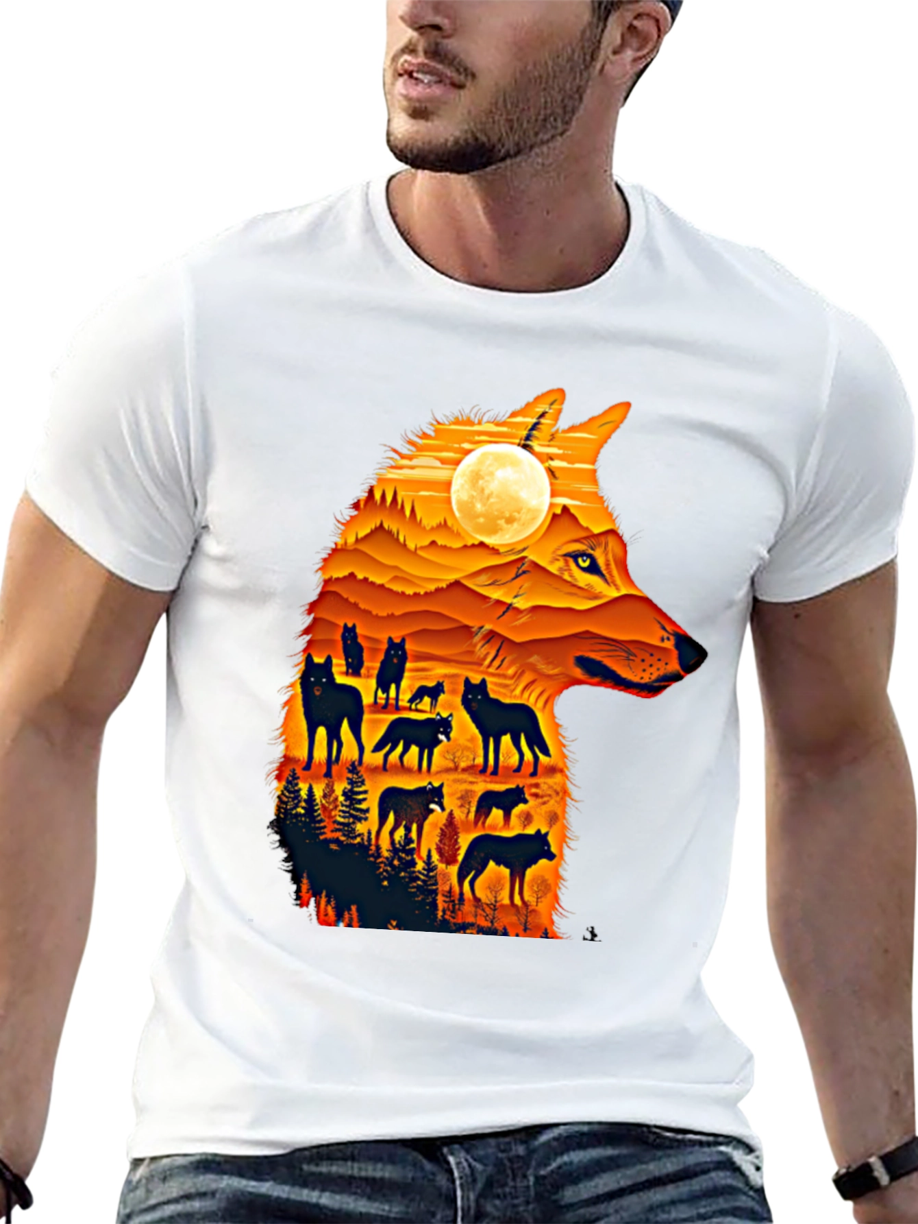 Wolf Pack Silhouette Graphic Tee - Nature Inspired Style