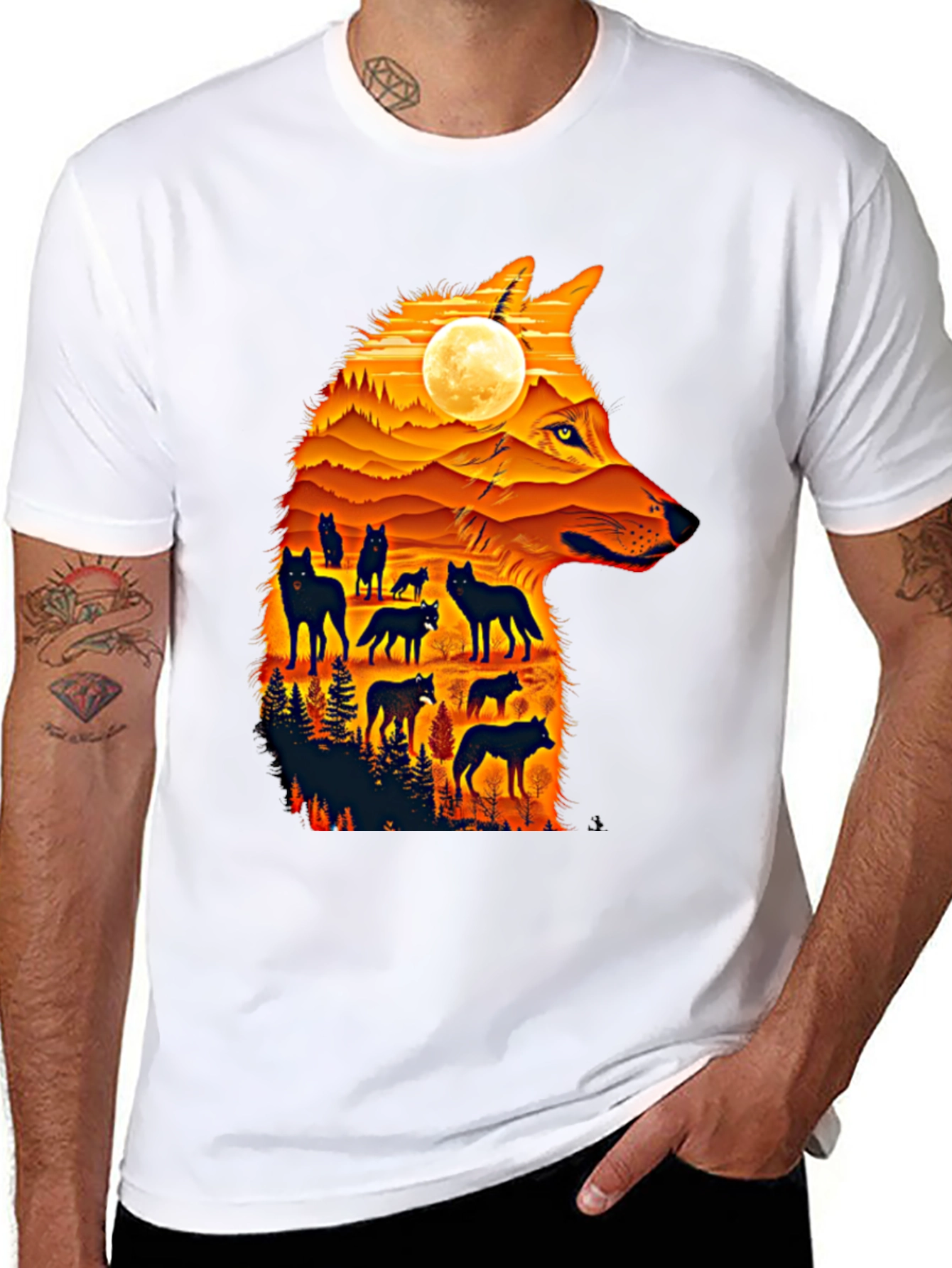 Wolf Pack Silhouette Graphic Tee - Nature Inspired Style