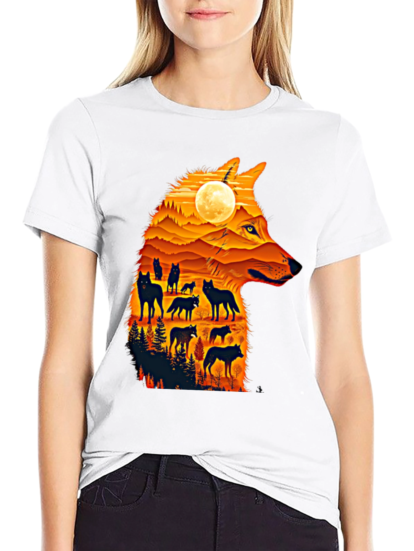 Wolf Pack Silhouette Graphic Tee - Nature Inspired Style