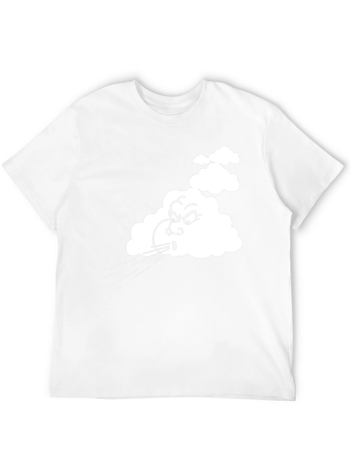 Mens Black T-Shirt with Cartoon Blowing Wind Graphic