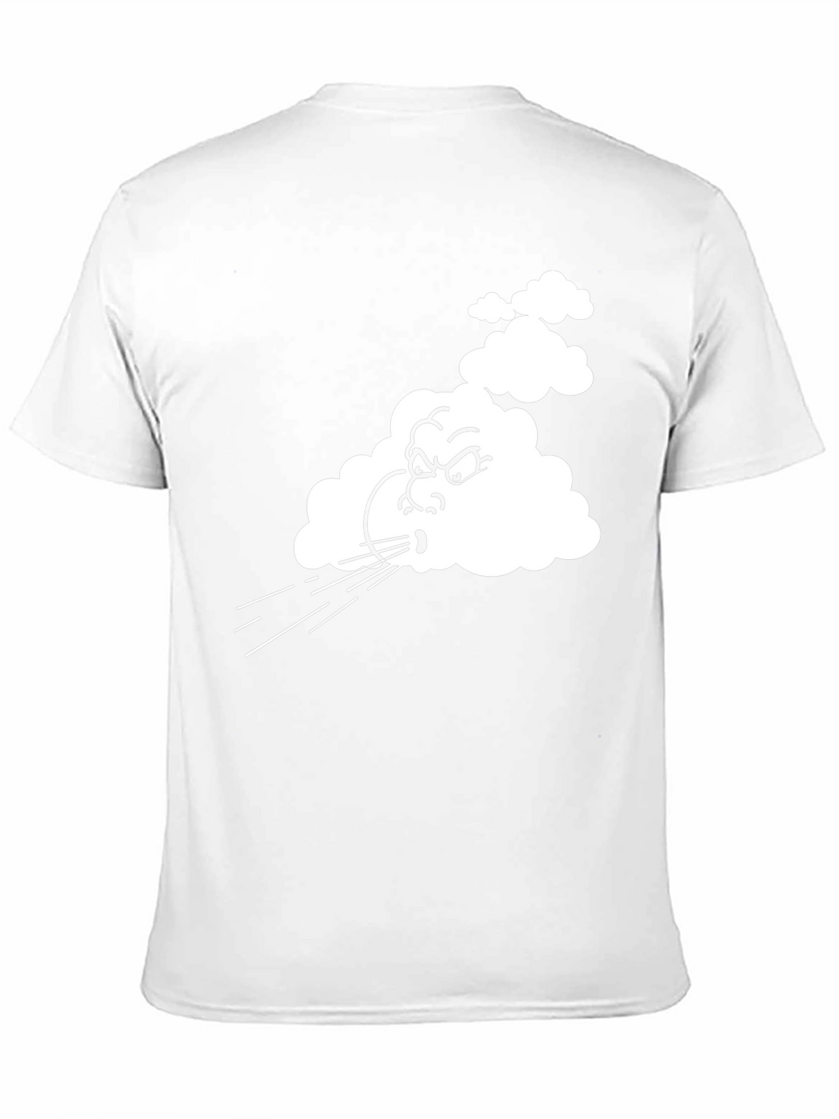 Mens Black T-Shirt with Cartoon Blowing Wind Graphic