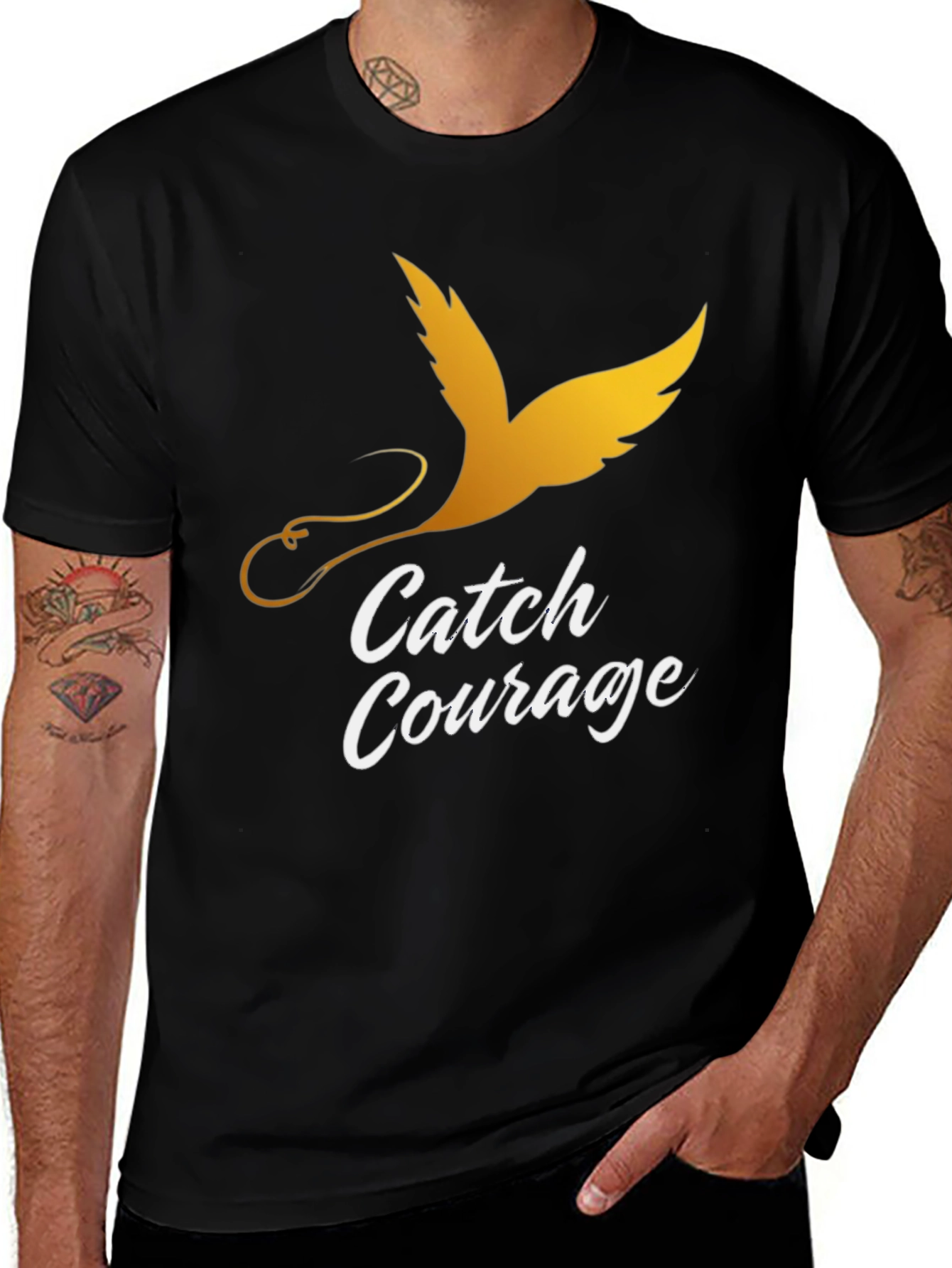 Catch Courage Graphic Tee - Gold Bird