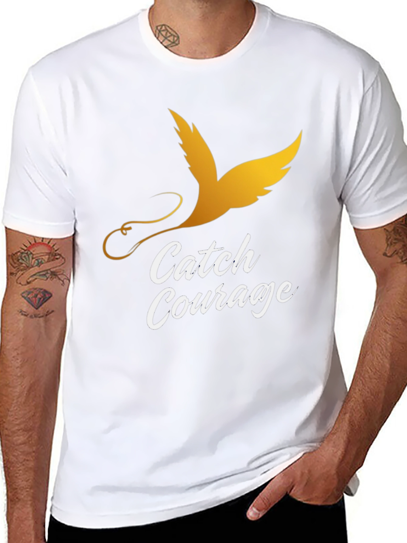 Catch Courage Graphic Tee - Gold Bird