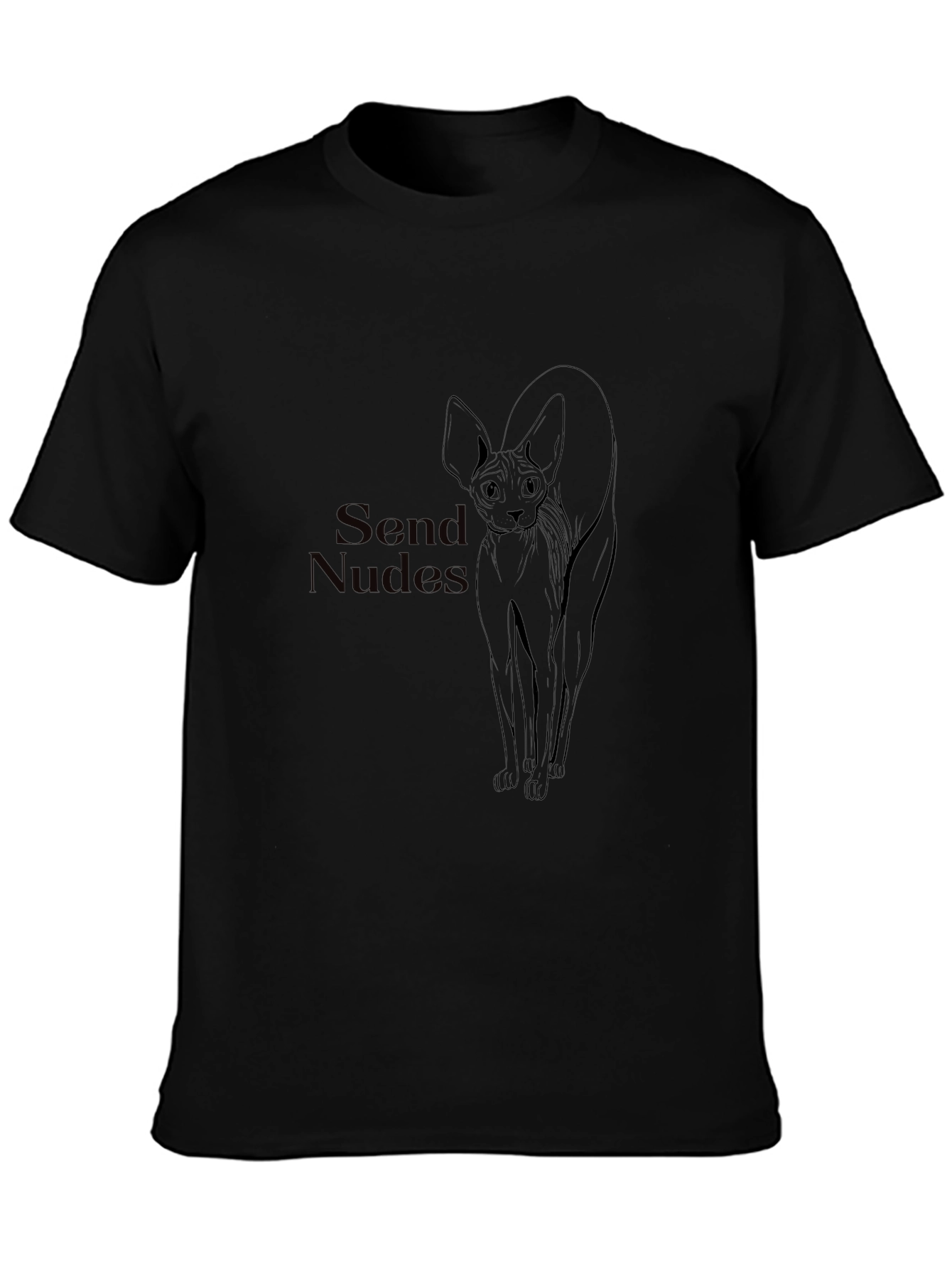 Send Nudes Cat T-Shirt - Black