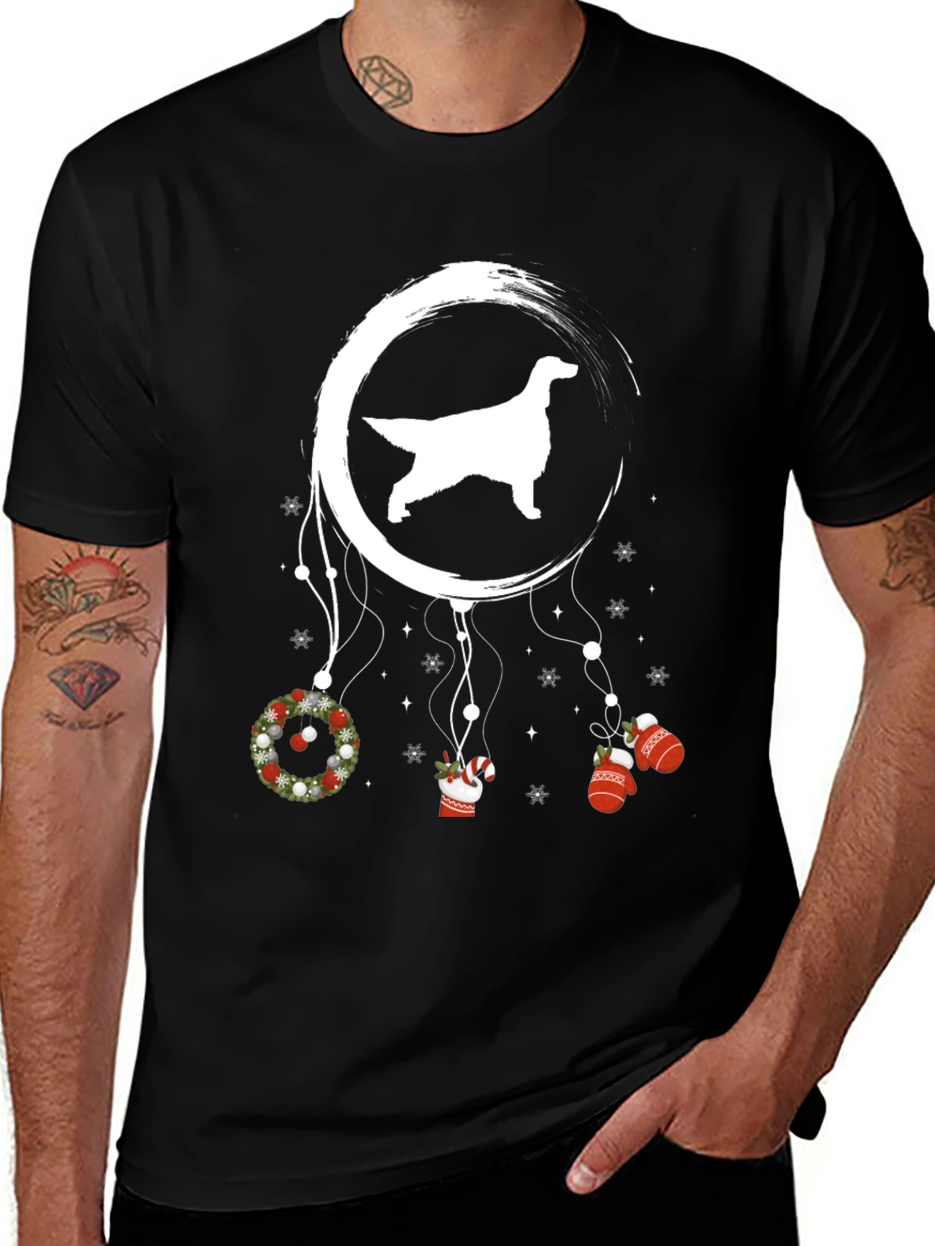 Dog Silhouette Christmas Dreamcatcher Tee