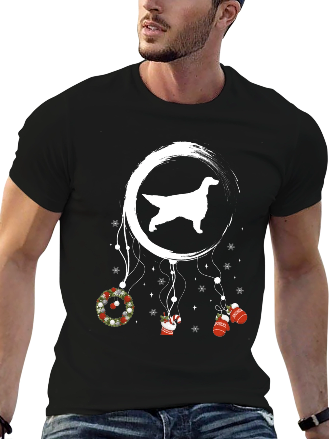 Dog Silhouette Christmas Dreamcatcher Tee