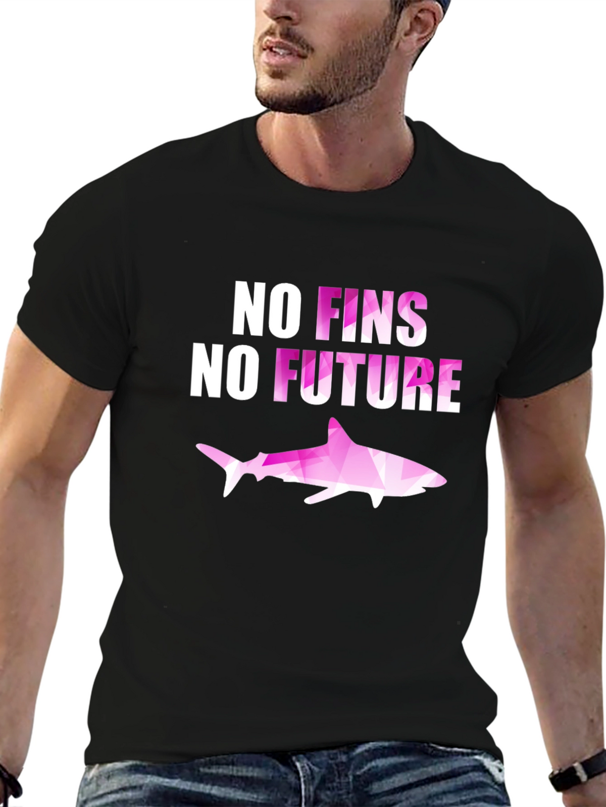 No Fins No Future Shark Graphic T-Shirt