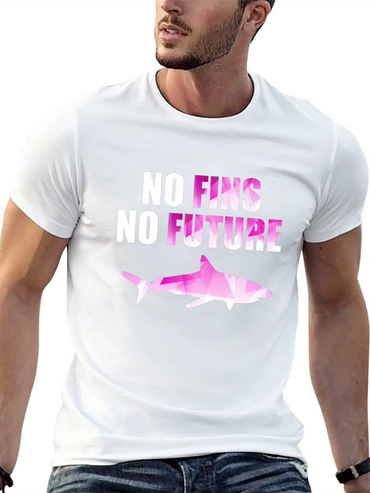 No Fins No Future Shark Graphic T-Shirt