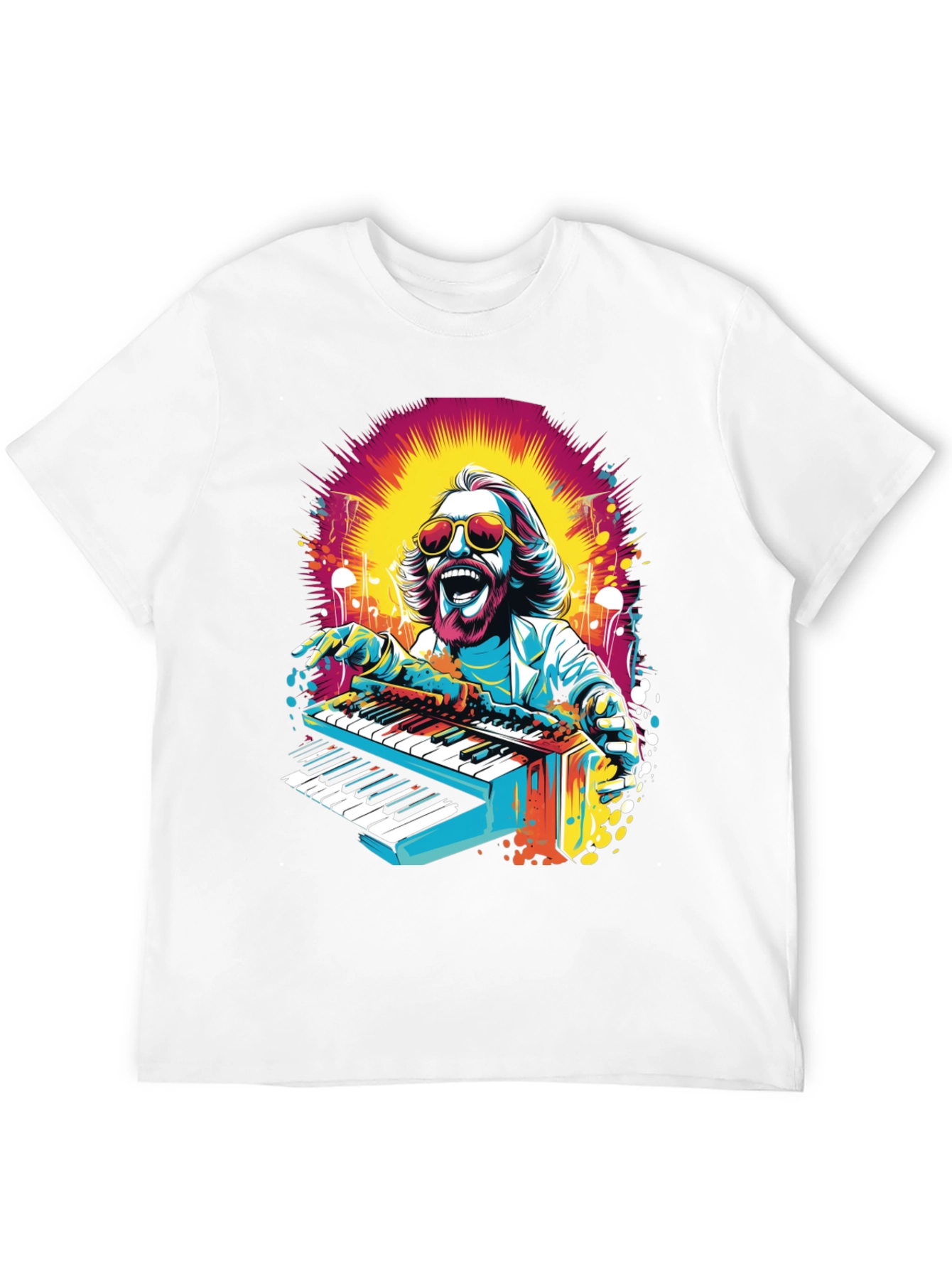 Retro Piano Man Graphic T-Shirt