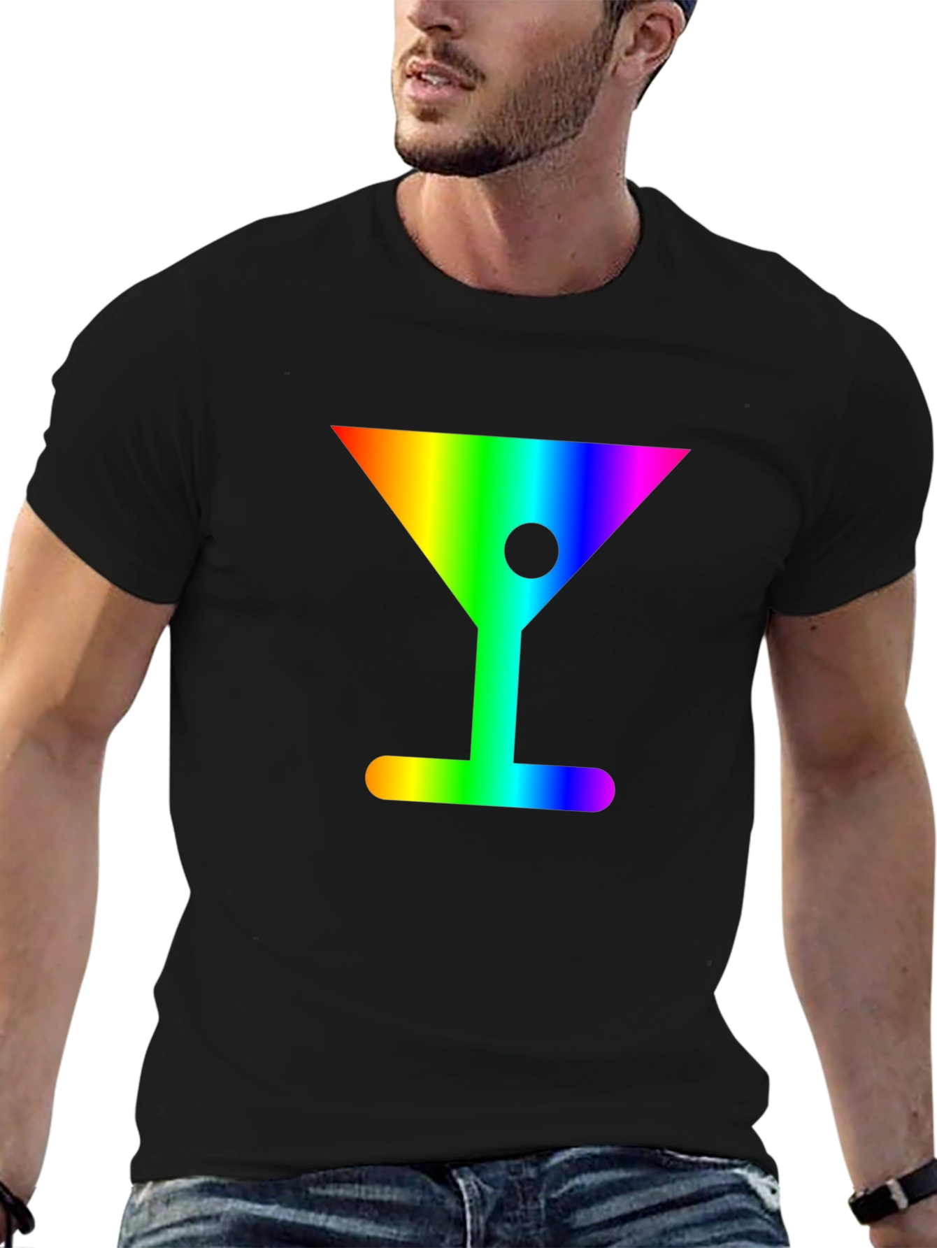 Rainbow Martini Graphic Tee - Stylish & Fun