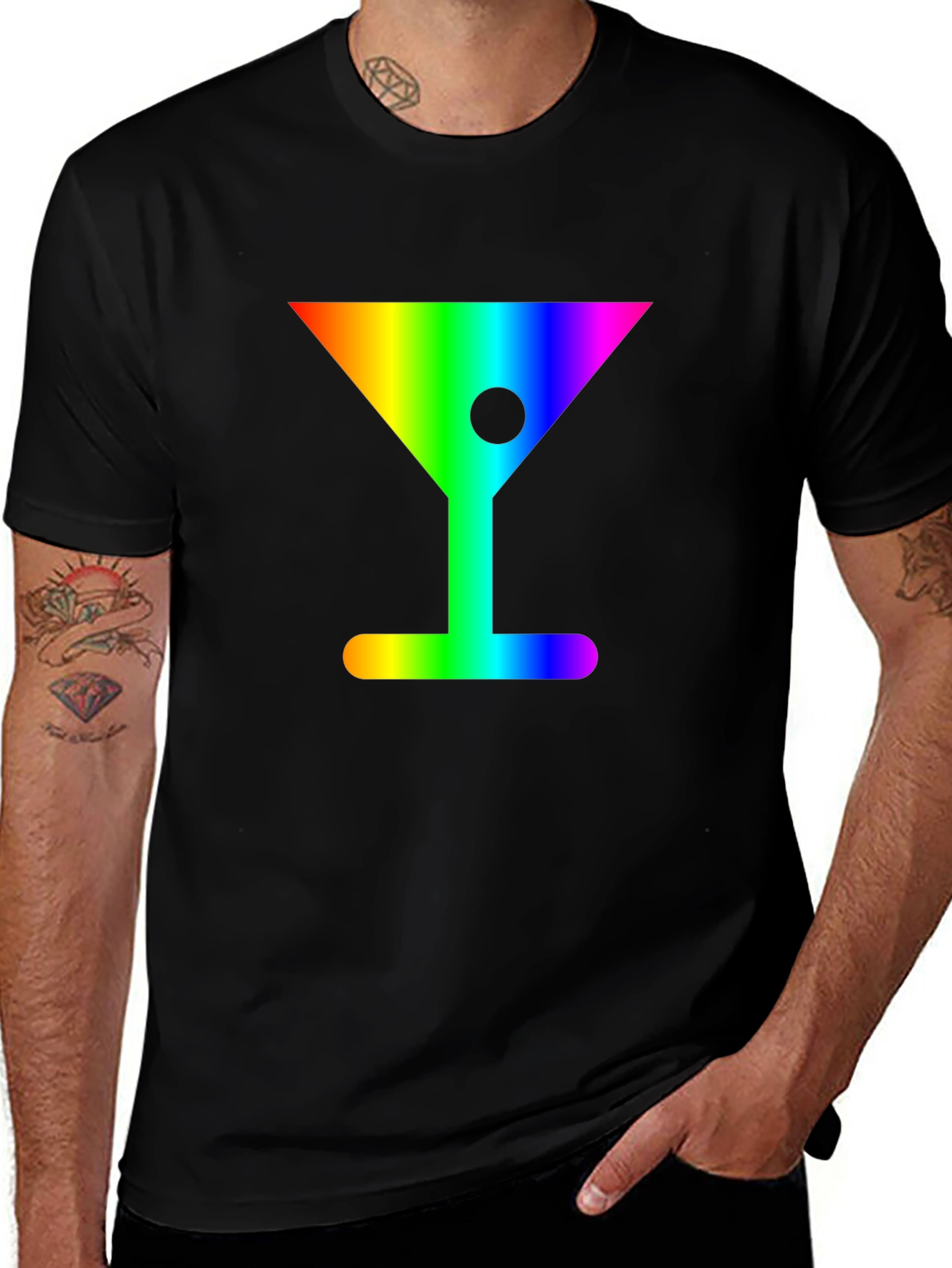 Rainbow Martini Graphic Tee - Stylish & Fun