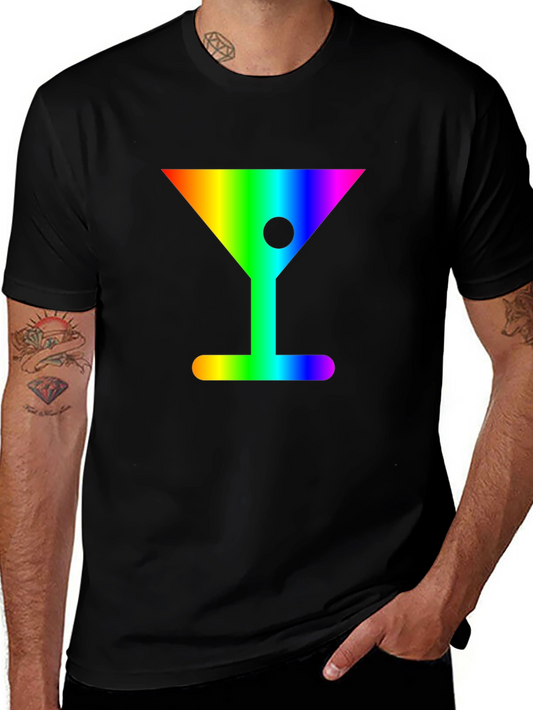 Rainbow Martini Graphic Tee - Stylish & Fun